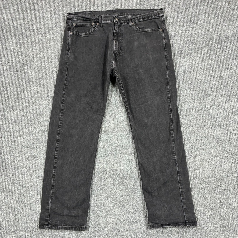 Levi's 505 Mens Jeans Size 38x30 Regular Fit Straight Leg Black Denim Mid Rise